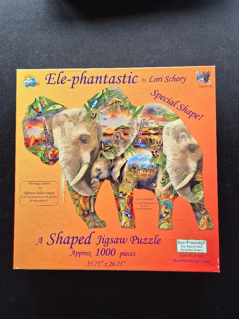 Vormpuzzel Ele-phantastic, 1.000 stukjes, Hobby en Vrije tijd, Ophalen of Verzenden, 500 t/m 1500 stukjes, Zo goed als nieuw, Legpuzzel