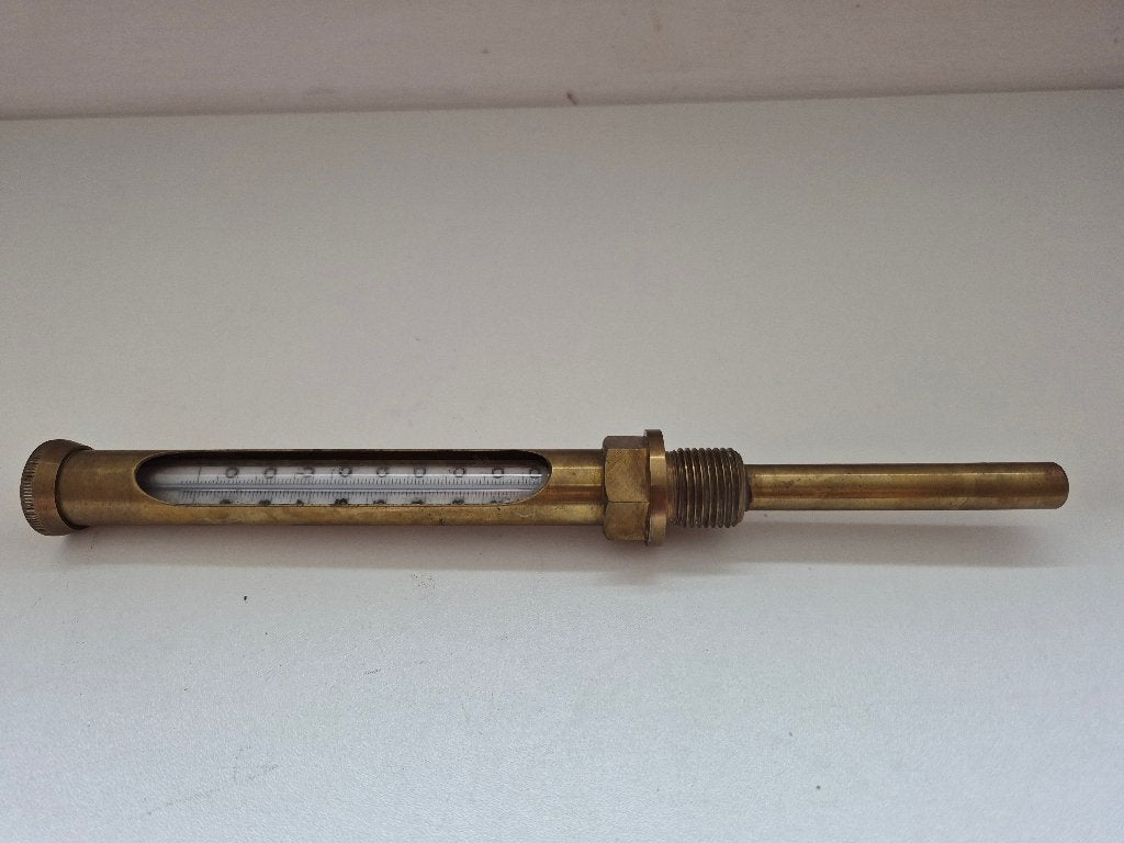 Antieke messing thermometer, werkend - vintage instrument, Antiek en Kunst, Ophalen of Verzenden