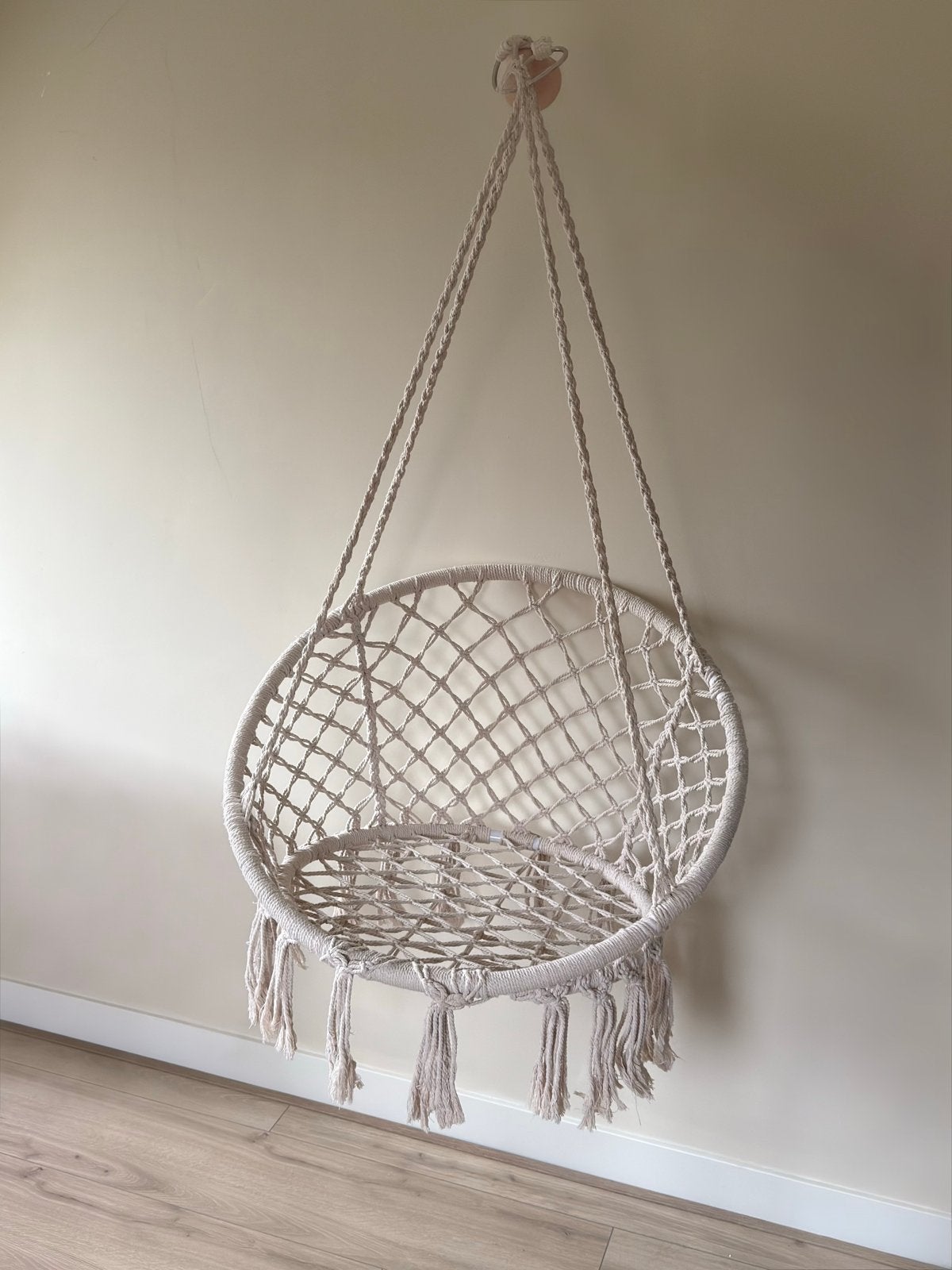 Macramé hangstoel - Boheemse stijl, Ophalen, Overige materialen, Wit, Zo goed als nieuw