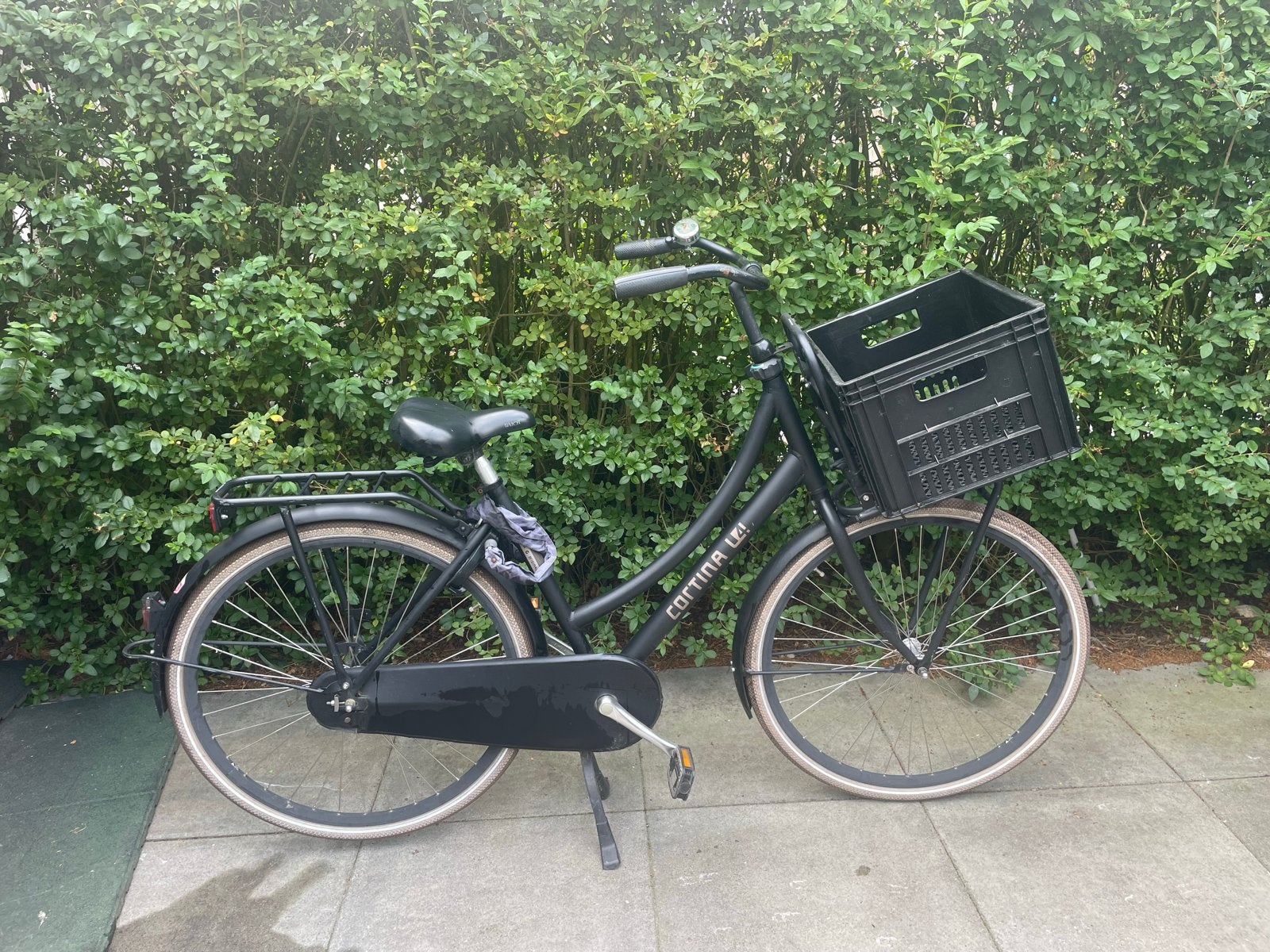 Cortina U4 Transportfiets - Zwart, met krat, Terugtraprem, Gebruikt, 50 tot 53 cm, Ophalen