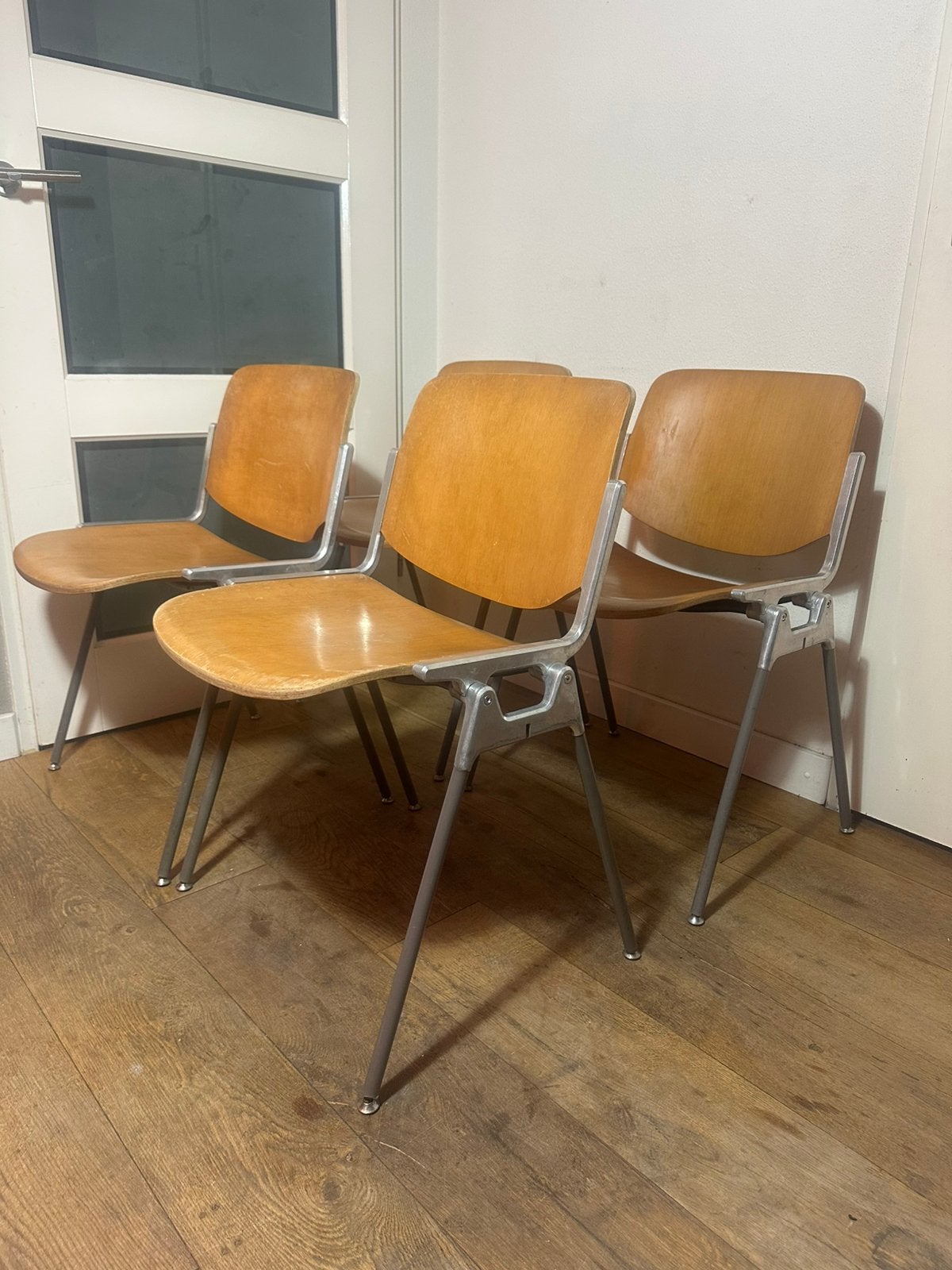 4 vintage Castelli DSC 106 stoelen Giancarlo Piretti, Ophalen of Verzenden, Vier, Hout, Gebruikt