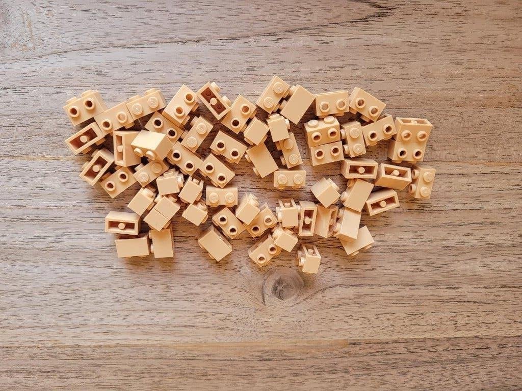 Partij J763=100x Lego nop stenen medium tan, Lego, Lego, Lego, Nieuw