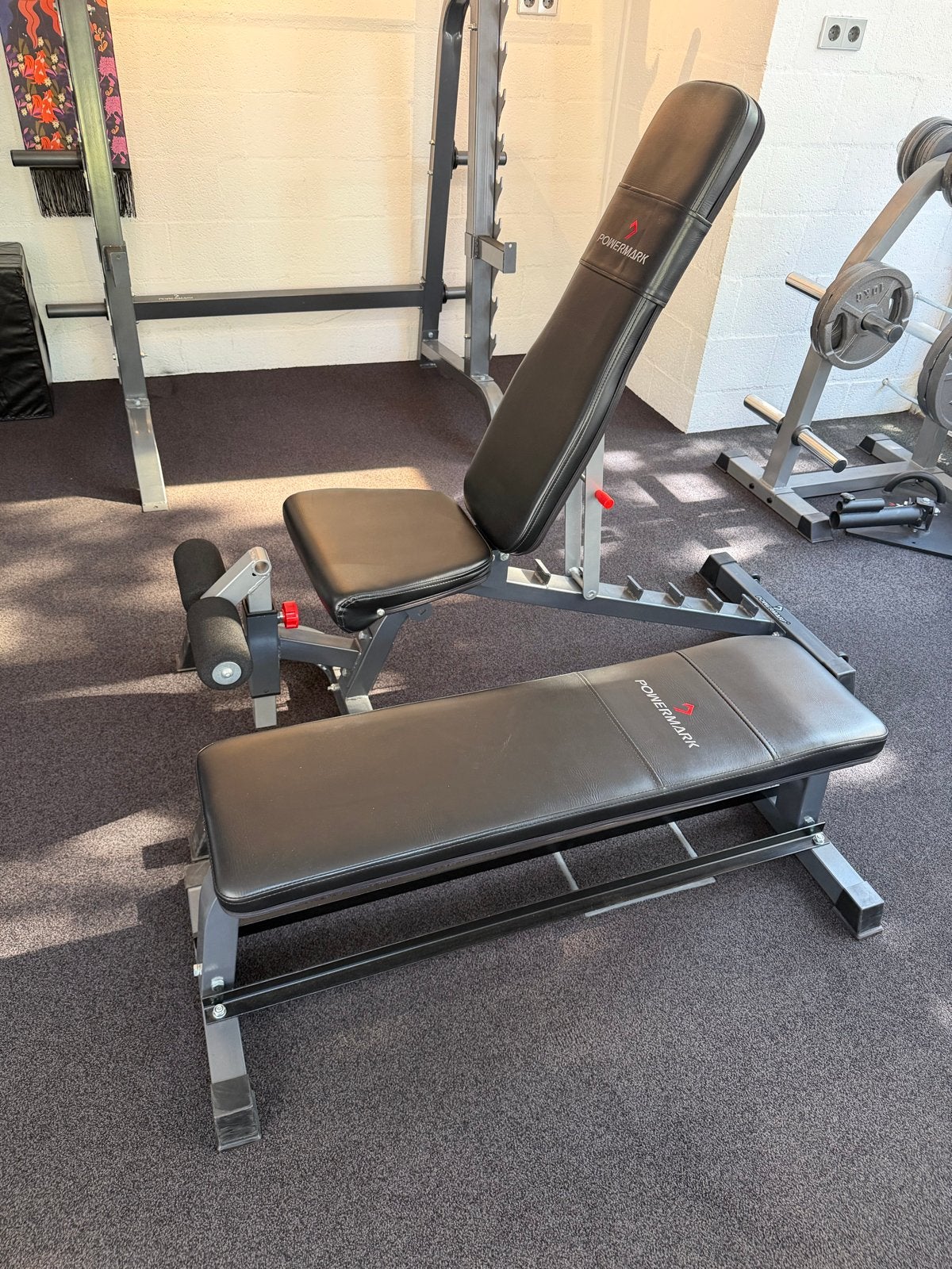 Verstelbare & Platte Powermark fitnessbank- set van 2, Sport en Fitness, Fitnessapparatuur, Ophalen, Krachtstation, Armen, Zo goed als nieuw
