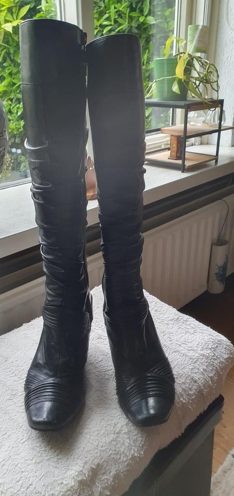Leren dames laarzen, Kleding | Dames, Schoenen, Ophalen, Zo goed als nieuw, Zwart, Hoge laarzen