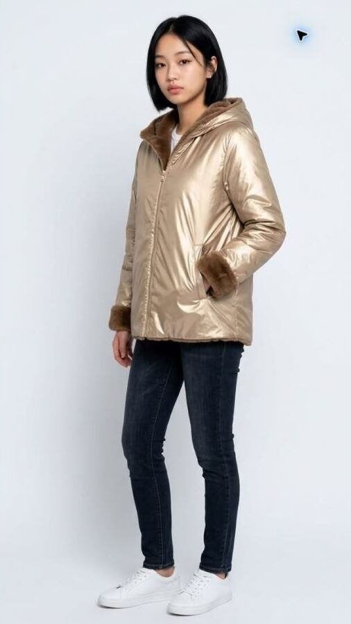 Nieuwe omkeerbare damesjas champagne AURVÉA AV-018, Kleding | Dames, Verzenden, Nieuw, Maat 38/40 (M), Goud