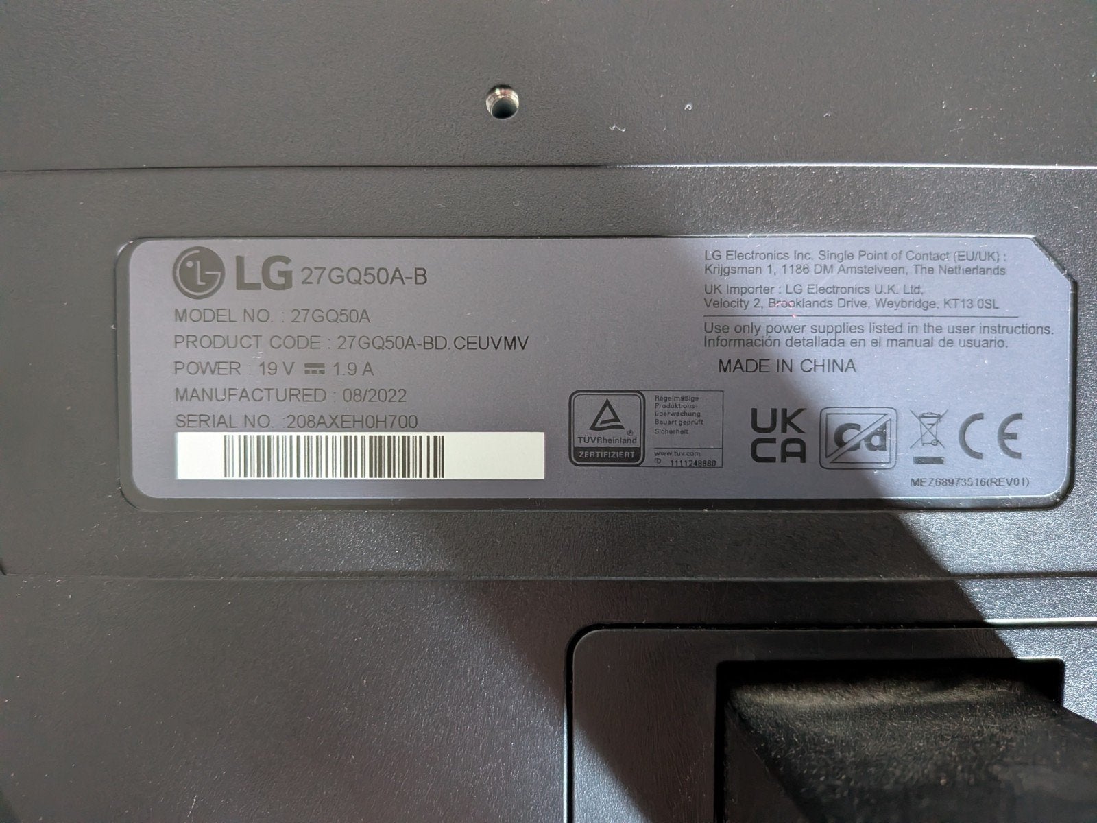 LG 27GQ50A-B Gaming Monitor - Defect, Computers en Software, Gaming, Ophalen of Verzenden, DisplayPort, Niet werkend