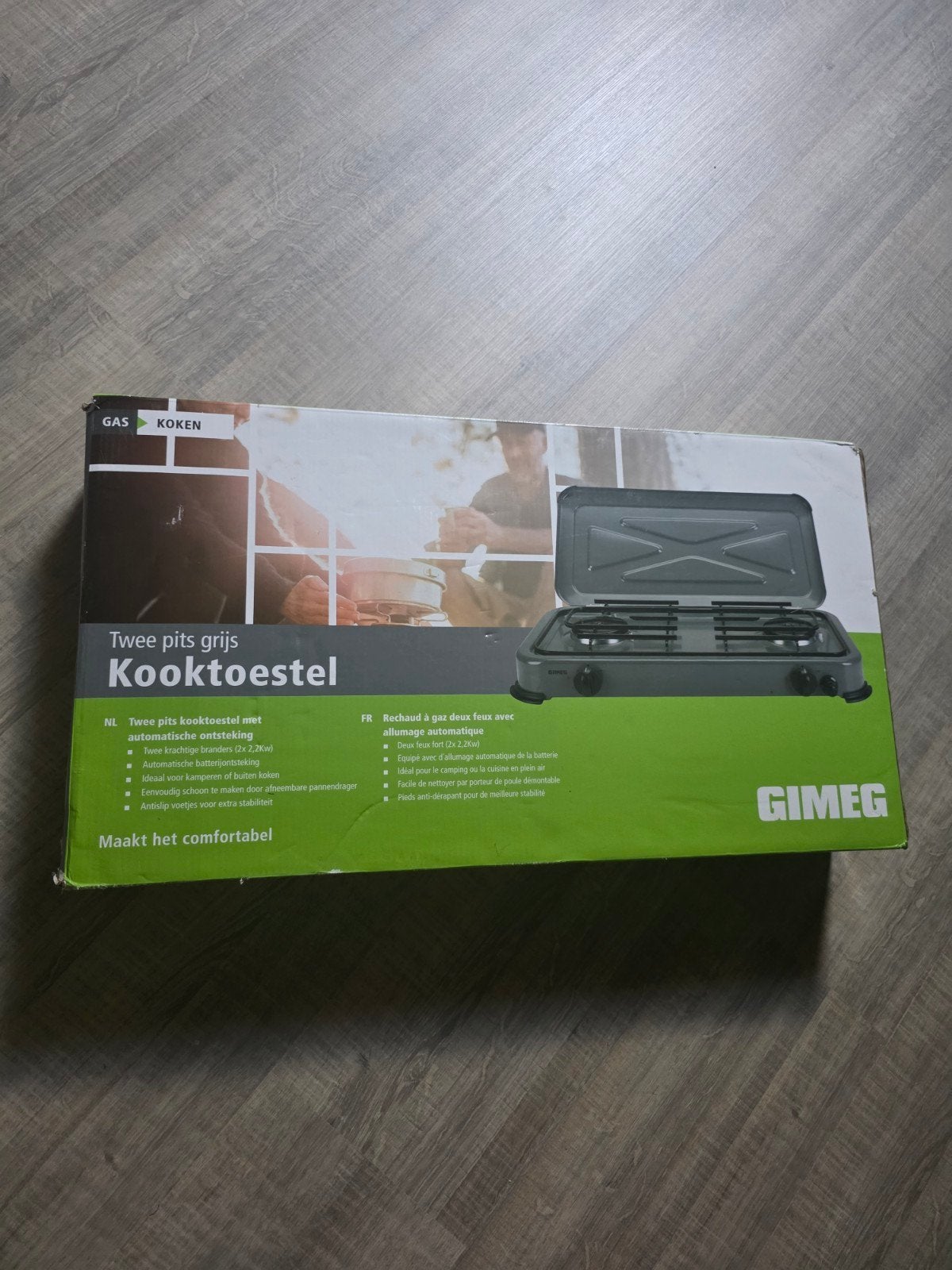 Gimeg Kooktoestel 2 Pits Grijs - Ideaal voor Camping, Caravans en Kamperen, Kampeeraccessoires, Ophalen, Zo goed als nieuw