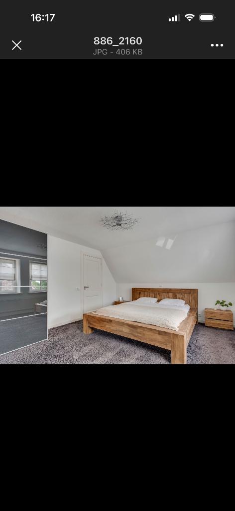 Goossens bed Melbourne Hout M, Huis en Inrichting, Slaapkamer | Bedden, Ophalen, Bruin, Tweepersoons, Zo goed als nieuw
