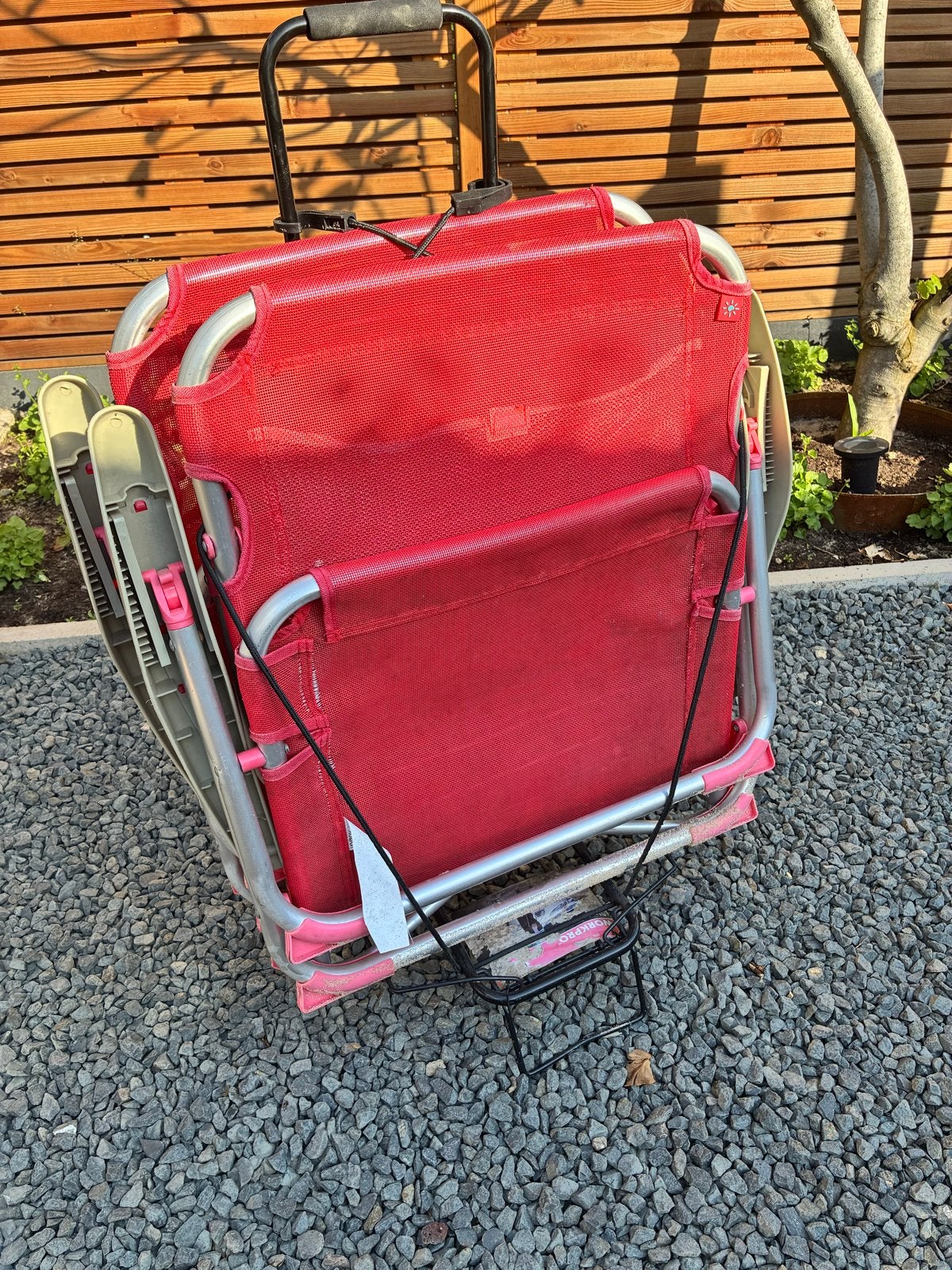 2 strandstoeltjes met handige trolley, Ophalen, Gebruikt, Aluminium, Inklapbaar