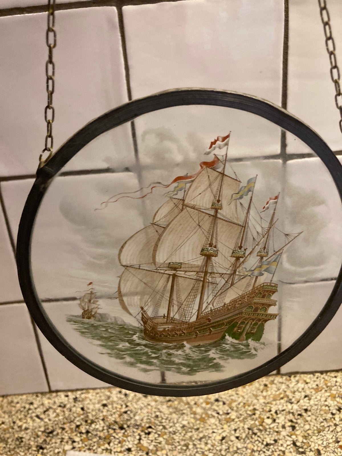 Mooie glas in lood hanger zelischip, Ophalen of Verzenden