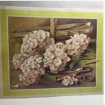 hortensia schilderijen 2 zachte vintage afbeeldingen, Antiek en Kunst, Kunst | Schilderijen | Klassiek, Ophalen of Verzenden