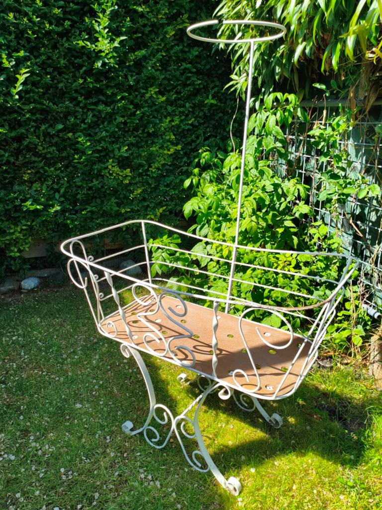 Vintage brocante Wiegje van Metaal - Wit, Ophalen