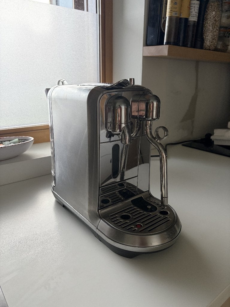 Sage Creatista Plus Nespresso machine rvs koffiezetapparaat, Ophalen, Koffiepads en cups, Gebruikt, Koffiemachine