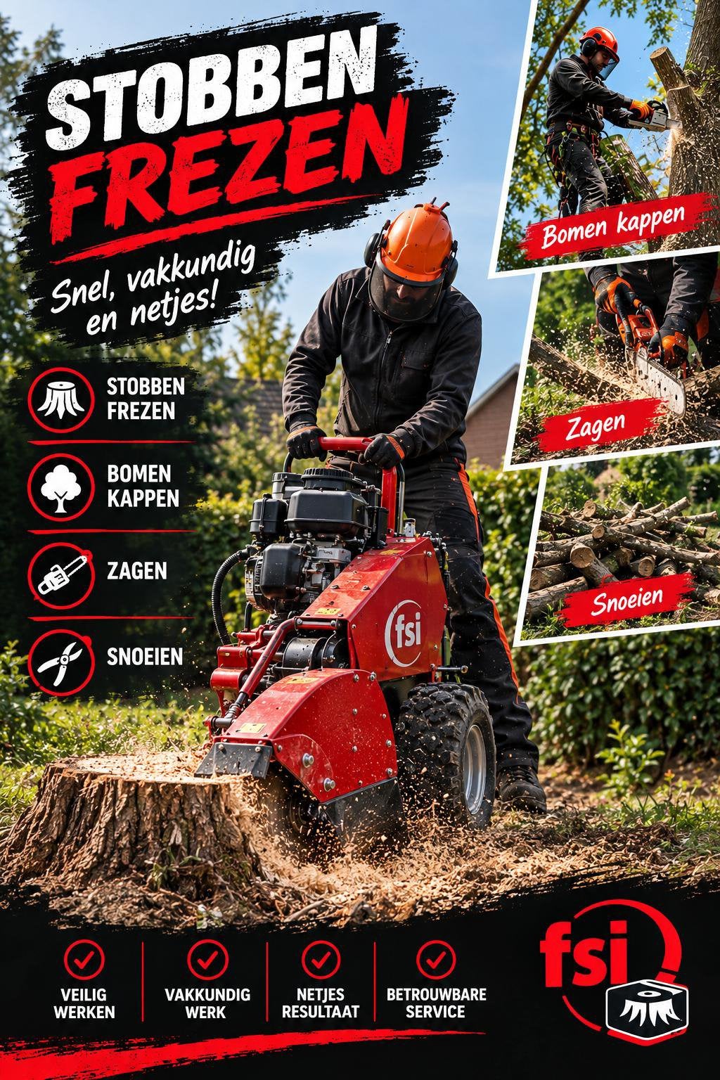 Boom kappen, Stobbenfrees, stronkenfrees, Diensten en Vakmensen, Tuinonderhoud of Snoeiwerk