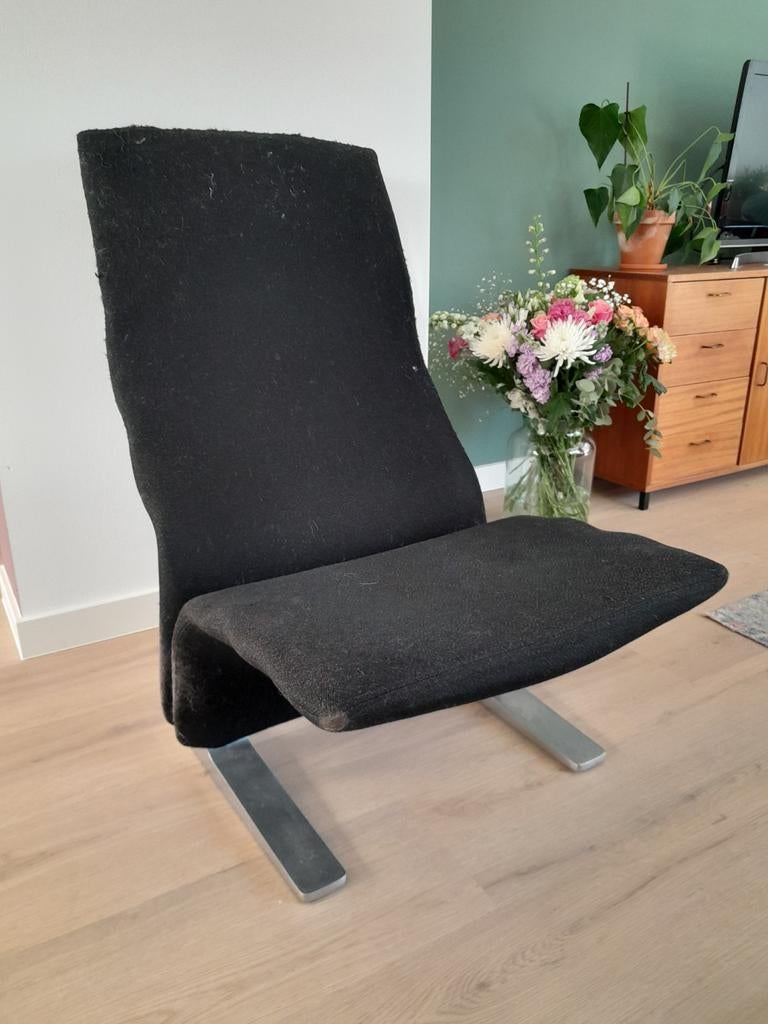 Artifort Concorde stoel - moet opnieuw bekleed worden, Ophalen, Gebruikt, Zwart, Stof