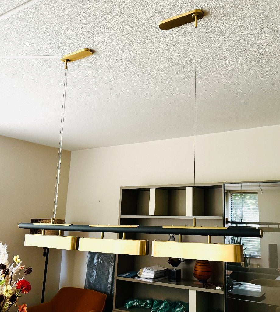 Bert Frank Colt 3-voudige hanglamp - Messing en Zwart., Ophalen, Design, Zo goed als nieuw, Metaal
