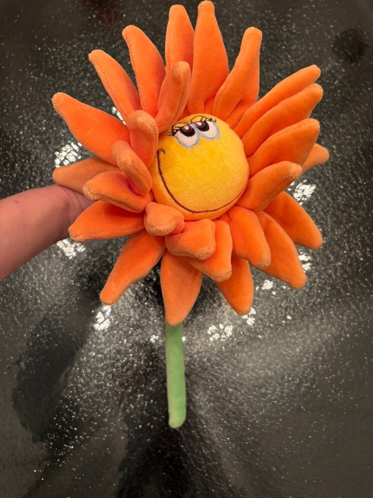 Happy horse oranje bloem knuffel nieuw met kaartje!, Overige karakters, Ophalen of Verzenden, Zo goed als nieuw, Wasbaar