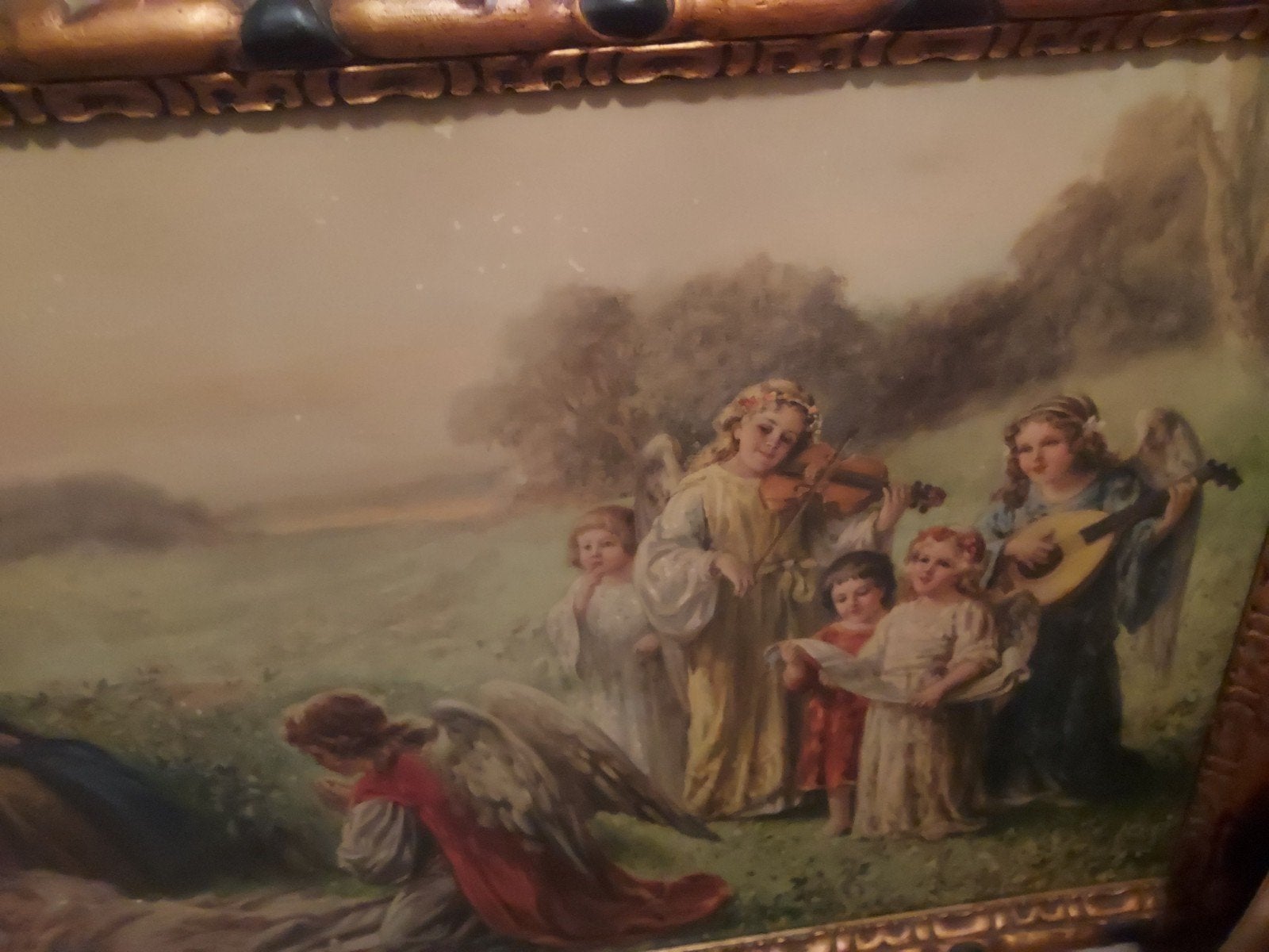 Groot oud waterverf schilderij: Heilige afbeelding met Maria, Ophalen of Verzenden