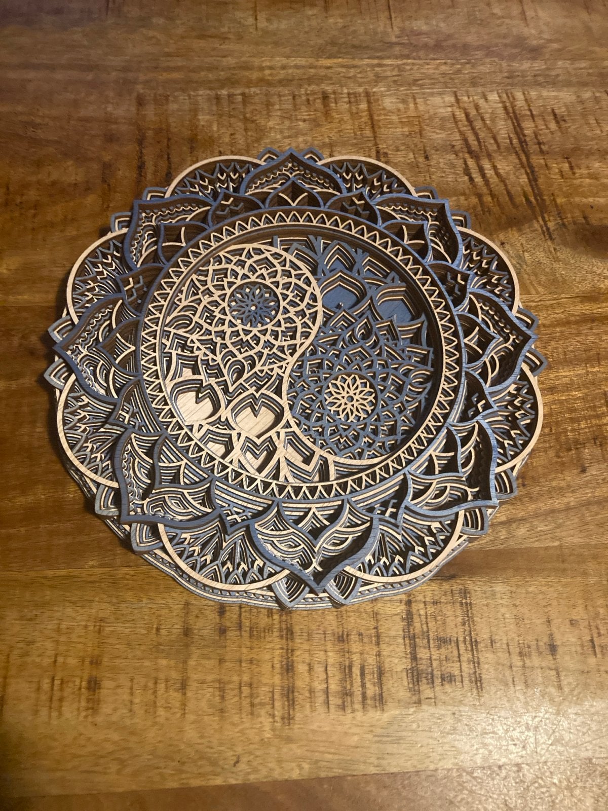 Houten Yin Yang Mandala Wanddecoratie - Uniek Design, Ophalen, Oosters, Hout, Meerkleurig