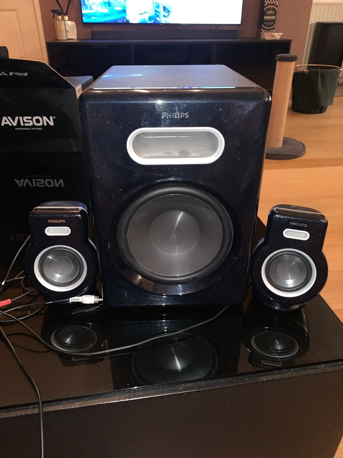 Philips 2.1 Speakerset met Subwoofer, Audio, Tv en Foto, Ophalen, Philips, Gebruikt, Inclusief kabels