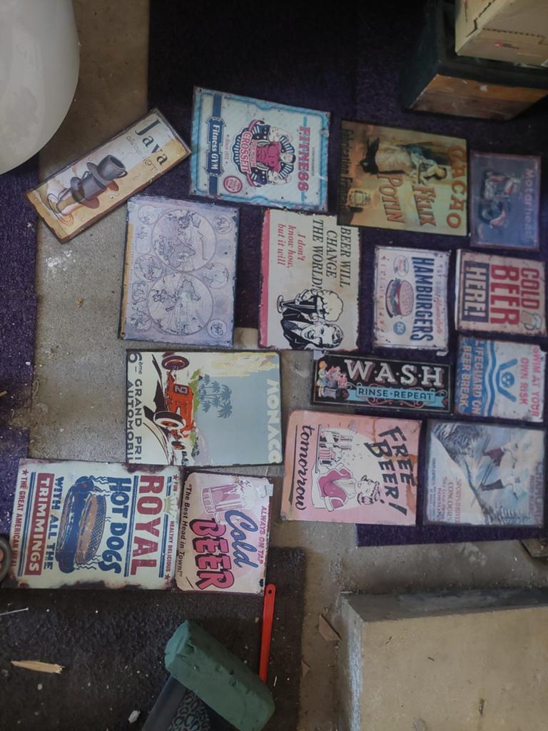 Vintage Reclameborden / Wanddecoratie - Diverse Motieven, Metaal, Gebruikt, Ophalen of Verzenden, Reclamebord