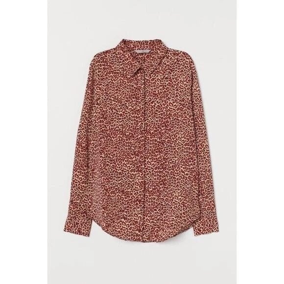 H&M met oranje luipaard print en lange mouw - maat 38, Maat 38/40 (M), H&M, Verzenden, Oranje