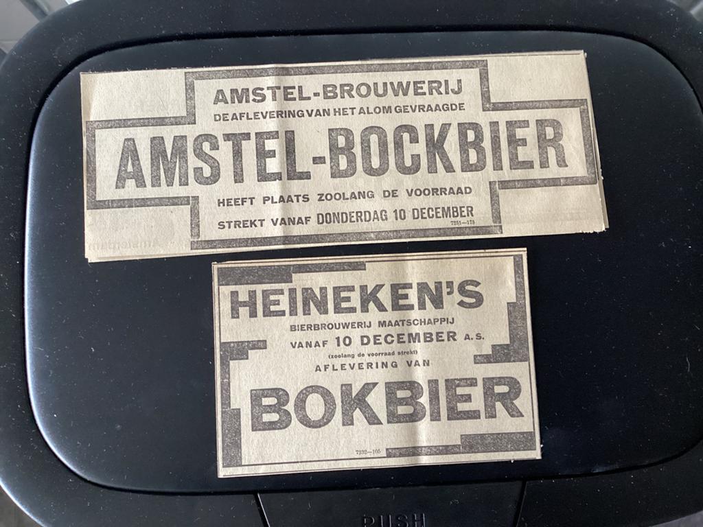 HEINEKEN’S BOKBIER en AMSTEL BOCKBIER 1925 ORIGINEEL, Ophalen of Verzenden, Zo goed als nieuw, Amstel
