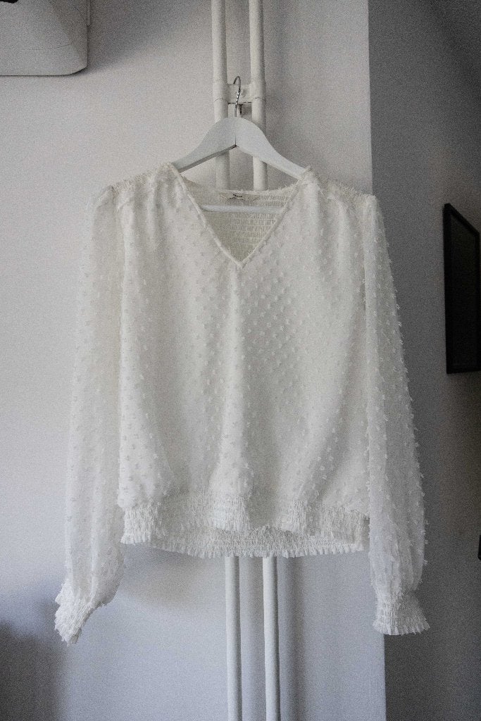 Witte blouse met stipjes Pigalle maat L, Wit, Maat 42/44 (L), Pigalle, Ophalen of Verzenden