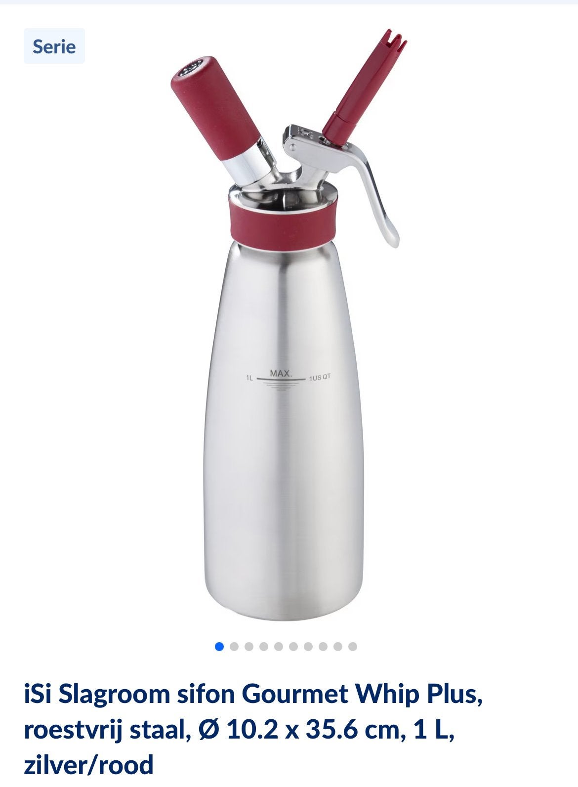 iSi Gourmet Whip Kidde 1L – professionele kwaliteit, Overige typen, Zilver, Ophalen of Verzenden, Zo goed als nieuw