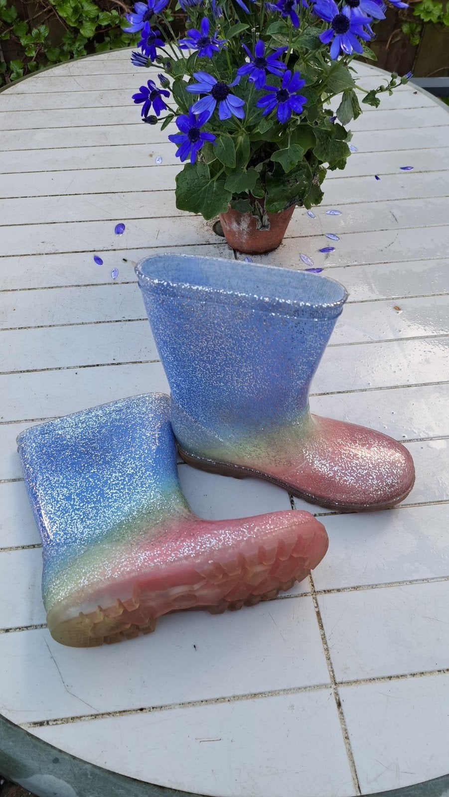 Glitter regenlaarzen voor kinderen - Maat 31, Ophalen of Verzenden, Gebruikt, Onbekend, Jongen of Meisje