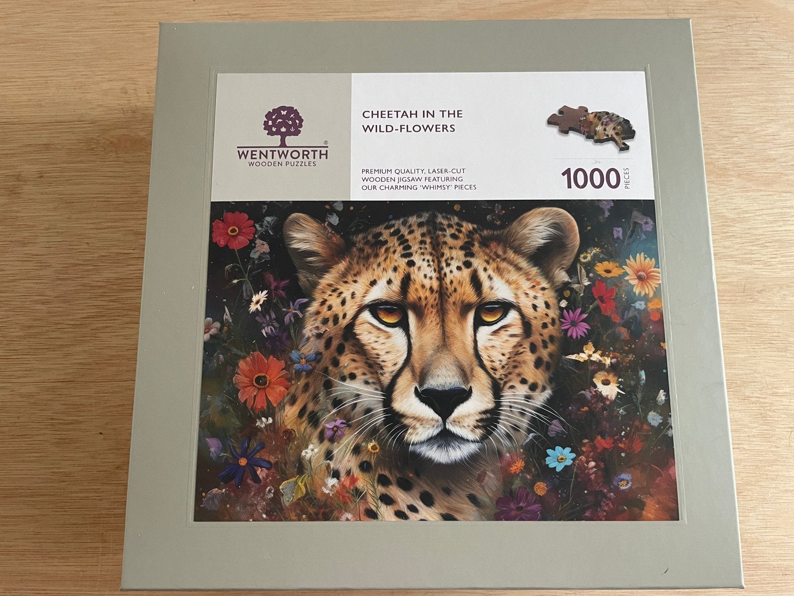 Wentworth legpuzzel 1000 stukjes Cheeta in the wild-flowers, Hobby en Vrije tijd, Denksport en Puzzels, Zo goed als nieuw, 500 t/m 1500 stukjes