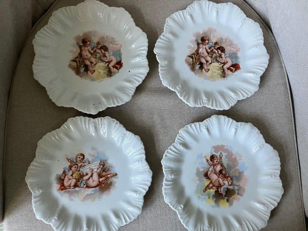 Porseleinen engelen bordjes, Antiek en Kunst, Curiosa en Brocante, Ophalen of Verzenden