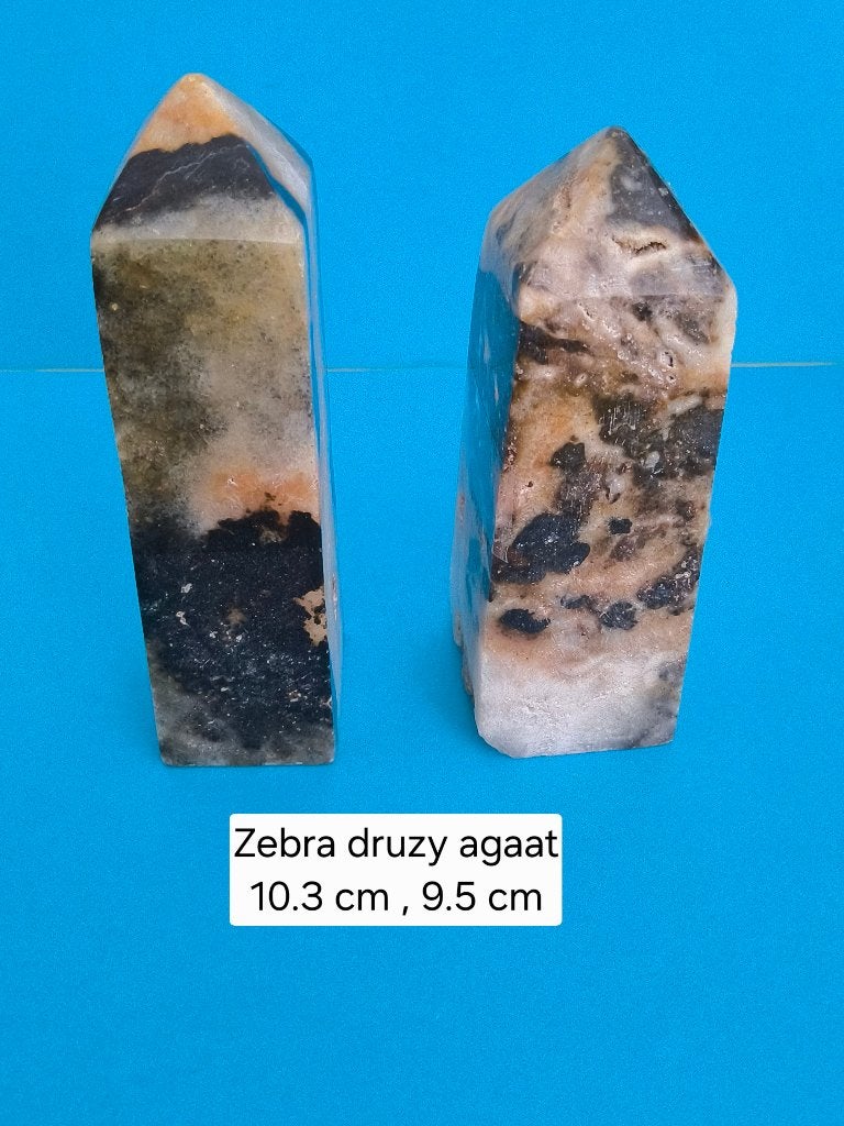 Zebra druzy agaat torens, Ophalen of Verzenden, Mineraal