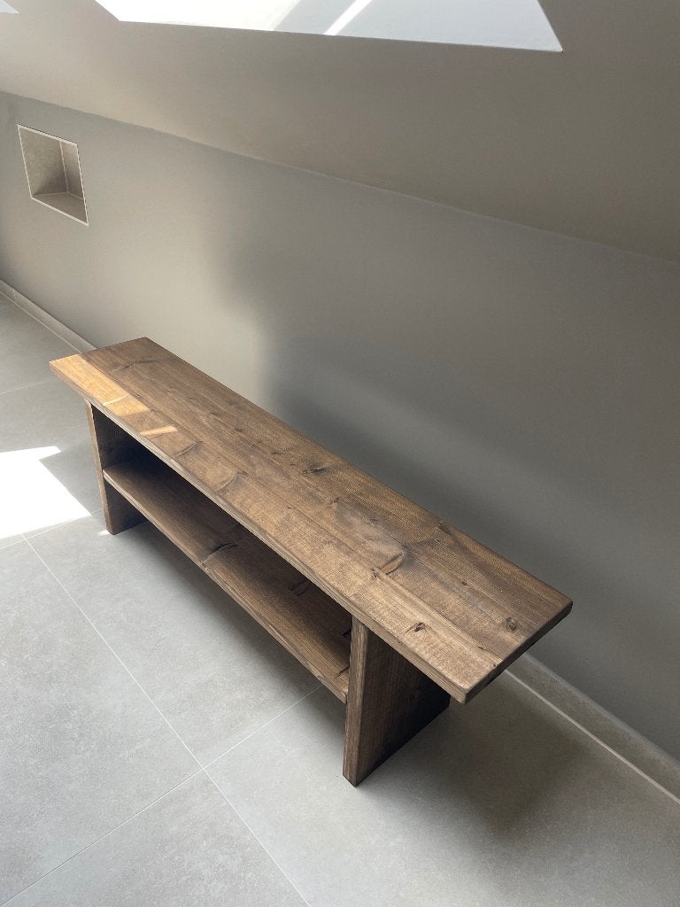 Bankje hout 140x30x45  nieuw, Ophalen, 75 tot 100 cm, Minder dan 150 cm, Hout