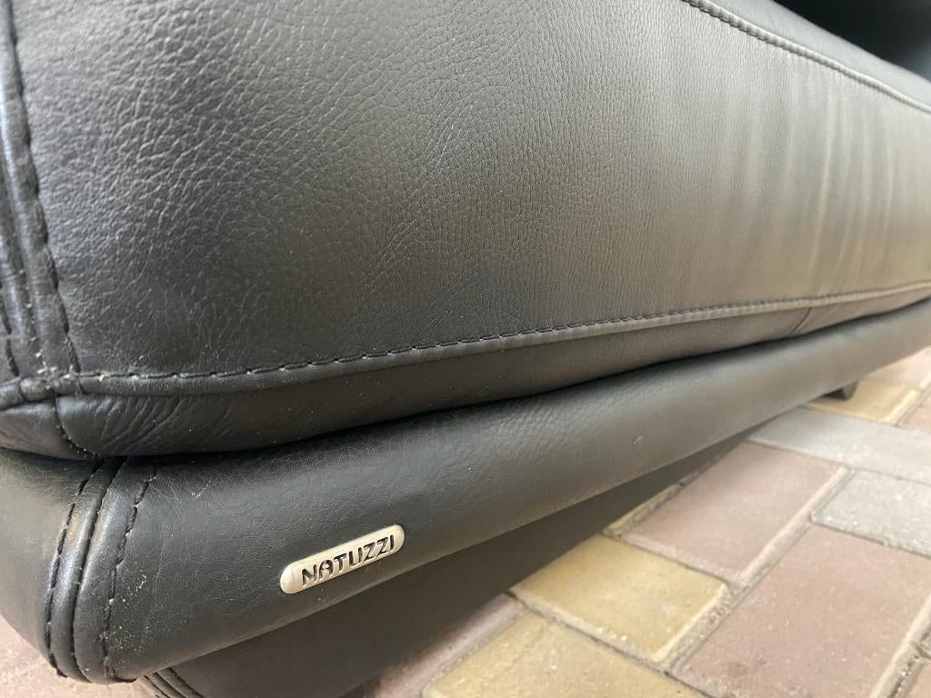 Natuzzi Plaza Hoekbank met Hocker –- Gratis Levering, 250 tot 300 cm, Minder dan 75 cm, Hoekbank, Leer