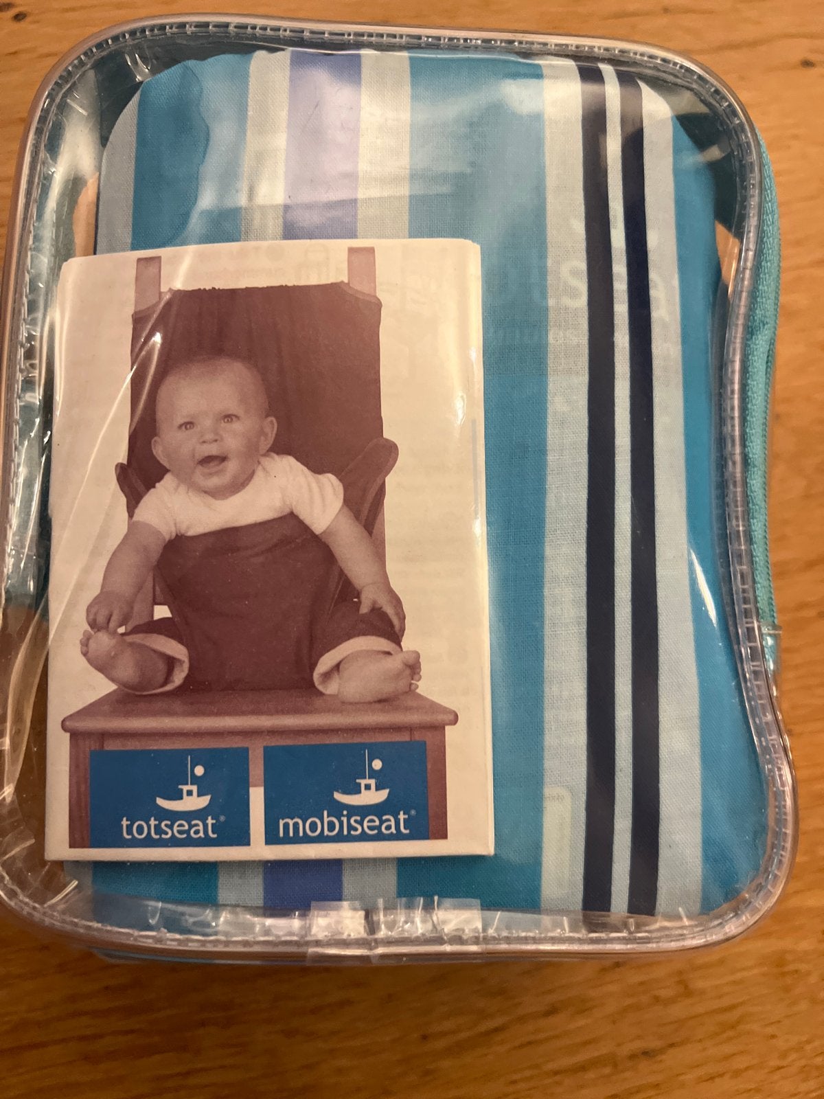 Draagbare kinderstoel Totseat Mobiseat - Blauw gestreept, Ophalen, Zo goed als nieuw, Overige typen, Gordel(s)