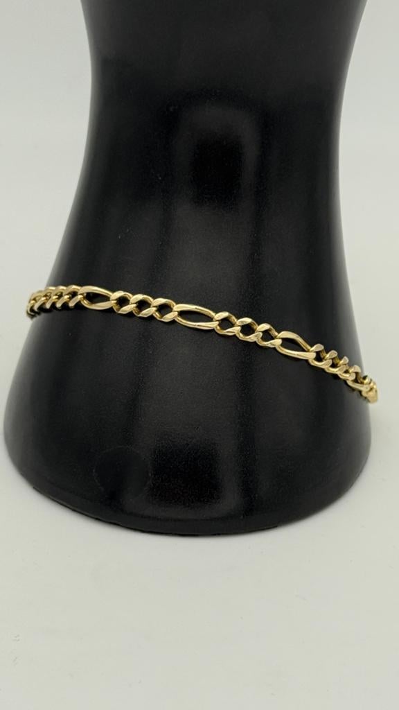 14 karaat gouden figaro armband 22 cm, Nieuw, Ophalen of Verzenden, Nvt, Nvt