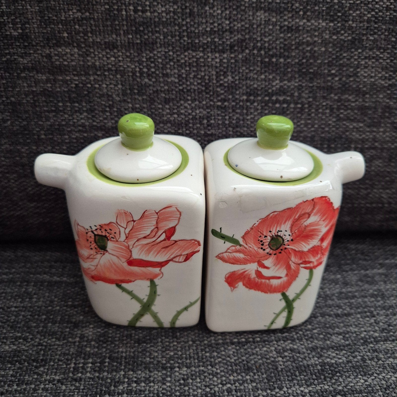 Vintage kannetjes met klaprozen, Antiek en Kunst, Ophalen of Verzenden