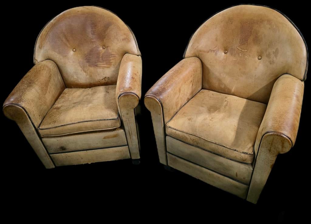 2x Artistiek Bart van Bekhoven Vintage Fauteuils, Huis en Inrichting, Fauteuils, Gebruikt, Leer, 75 tot 100 cm, 75 tot 100 cm