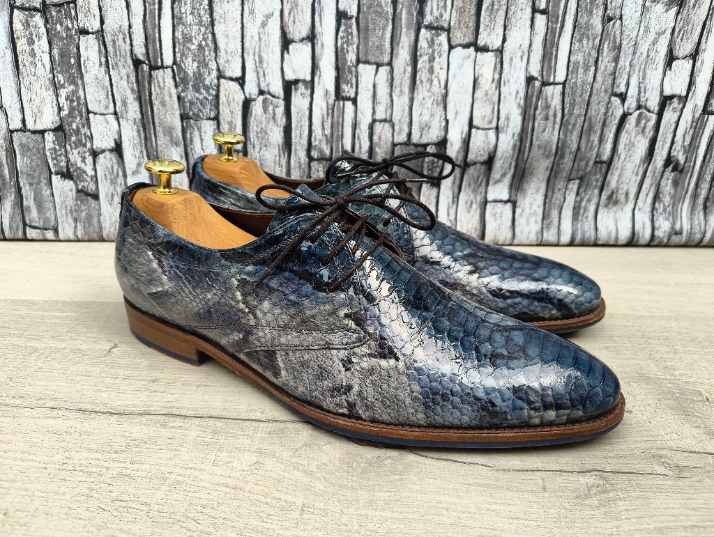 Floris van Bommel Blauwe slang schoenen - Maat 42 (8)!, Floris van Bommel, Zo goed als nieuw, Veterschoenen, Verzenden