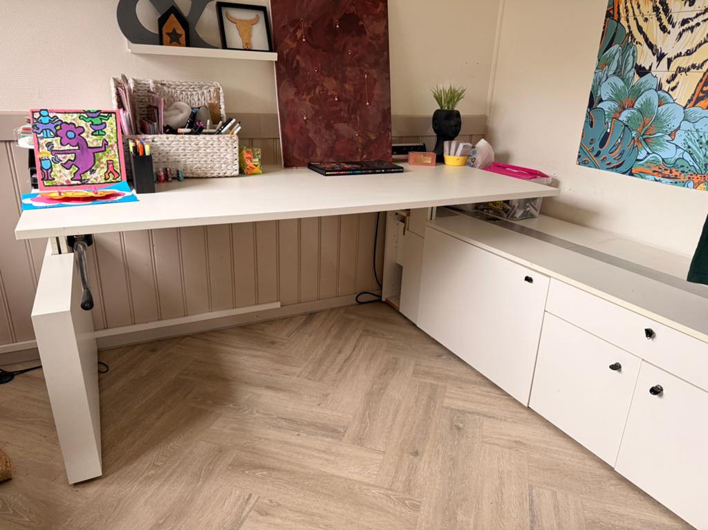 Bureau inclusief kasten, Ophalen, Gebruikt, Hoekbureau, In hoogte verstelbaar