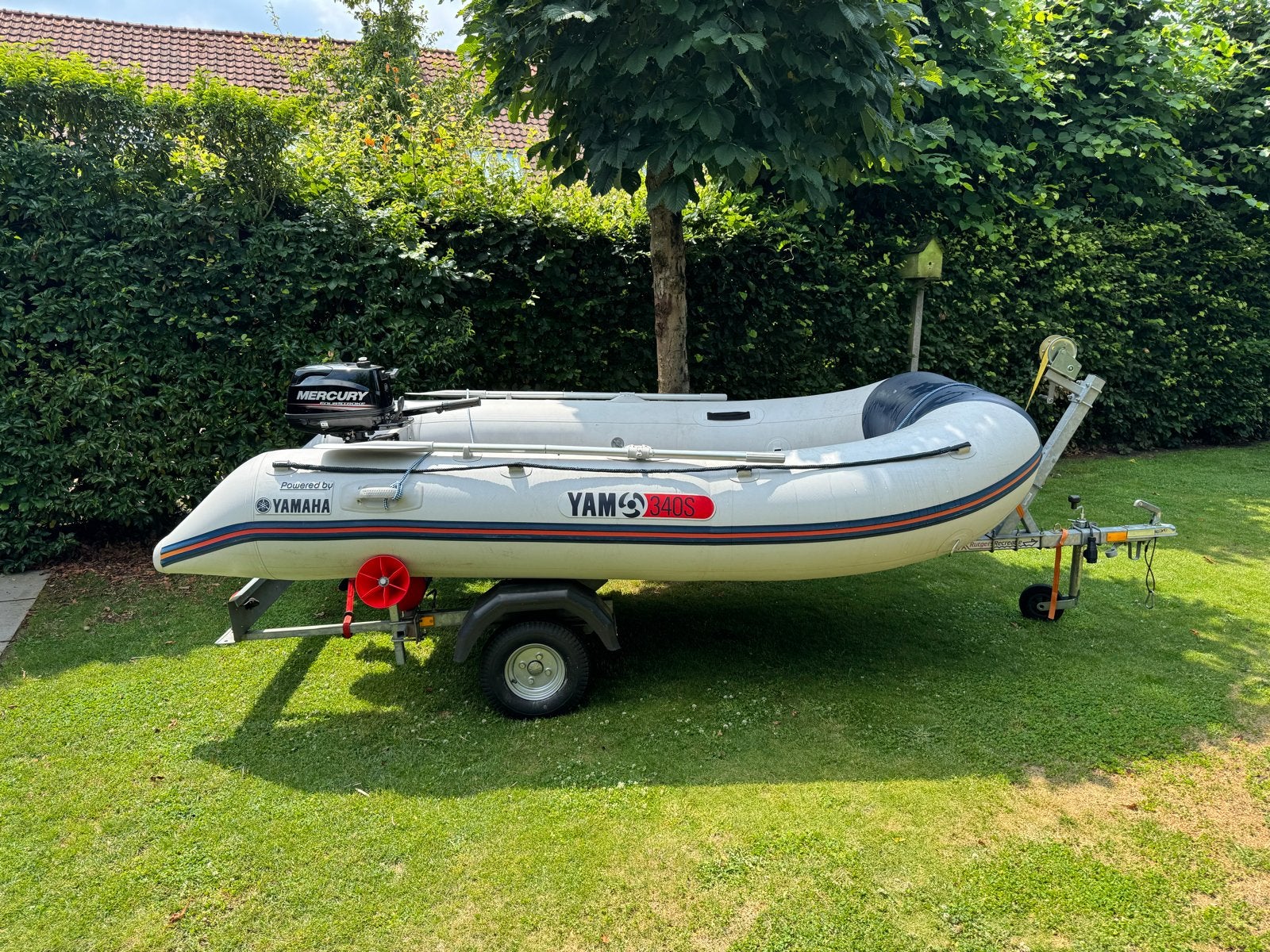 Opblaasboot/bijboot met 5 pk motor en trailer - Nieuwstaat, Ophalen, Aluminium, Inclusief motor, Yamaha