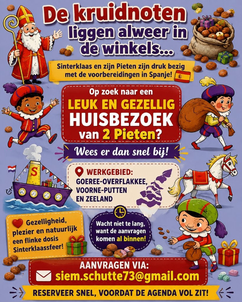 Huisbezoek 2 pieten, Diversen, Ophalen of Verzenden, Nieuw