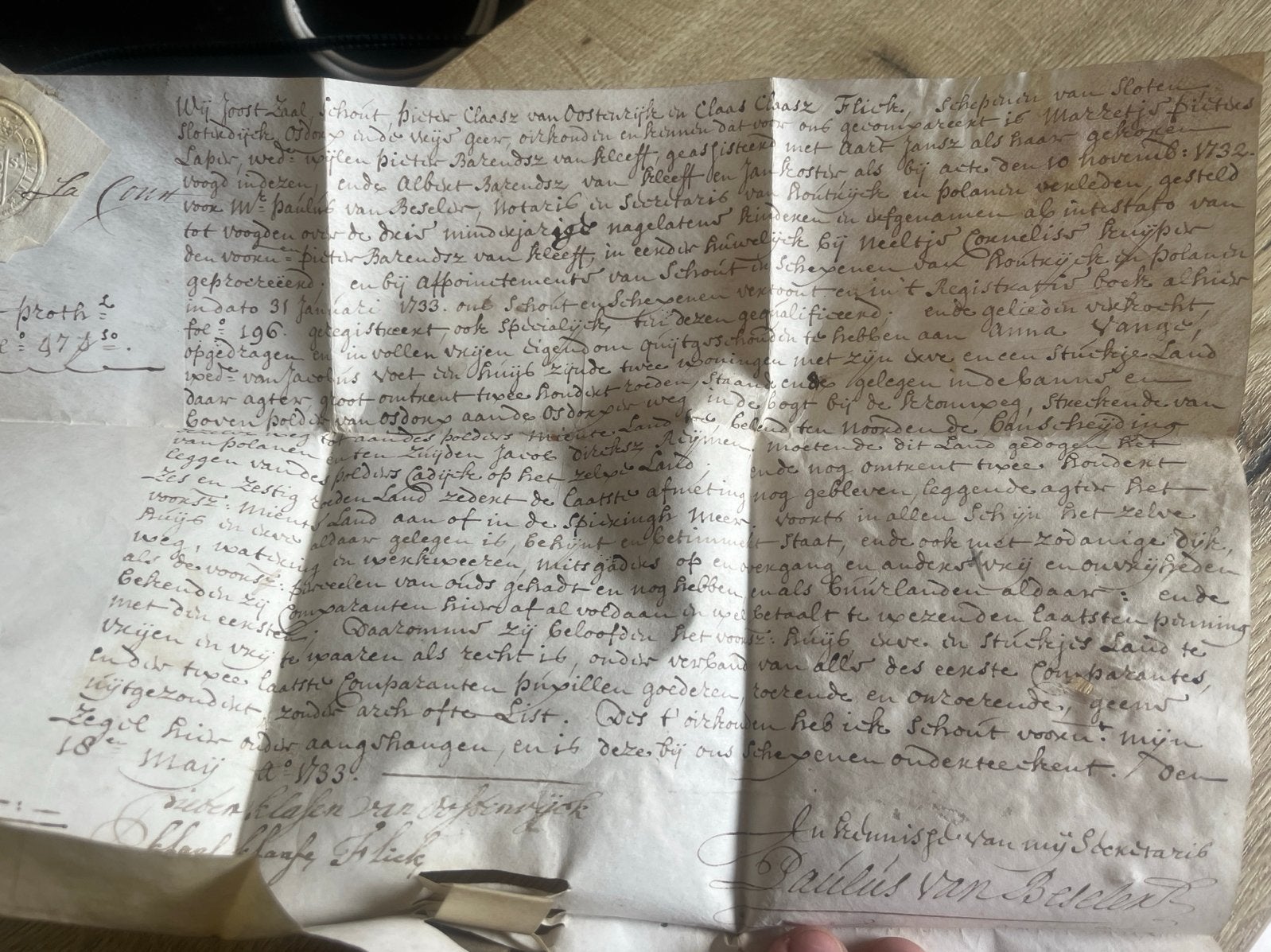 Oud document: Eigendomsakte, 18e eeuw, Ophalen, Gelezen, Folder