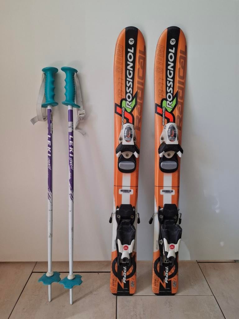 Rossignol kinderski's 80 cm met Leki skistokken, Sport en Fitness, Skiën en Langlaufen, Ophalen, Gebruikt, 100 tot 140 cm, Rossignol