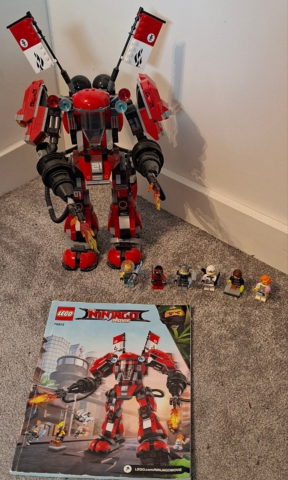 Lego Ninjago Movie Fire Mech 70615 met minifiguren, Lego, Ophalen of Verzenden, Zo goed als nieuw, Inclusief instructies