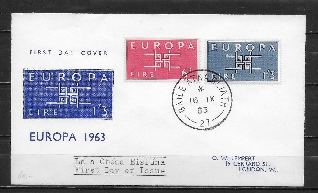 Ierland 1963 europa, Verzenden, Ierland, Gestempeld