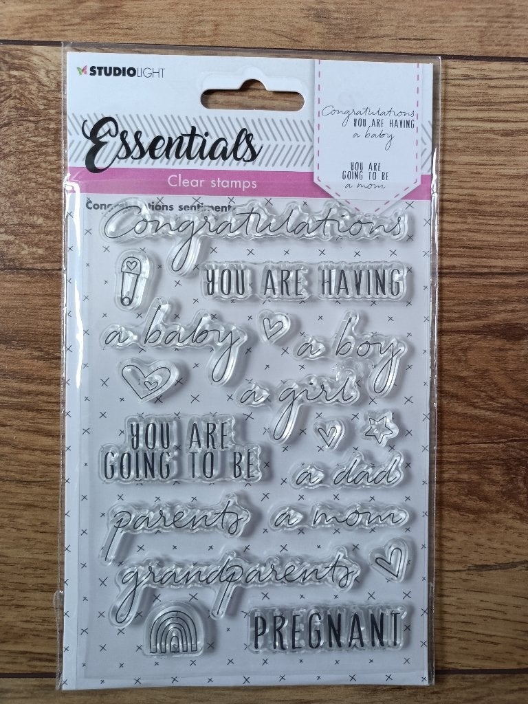 Congratulations Sentiments Clear Stamps - Studio Light, Hobby en Vrije tijd, Stempelen, Ophalen of Verzenden, Nieuw, Clearstamp