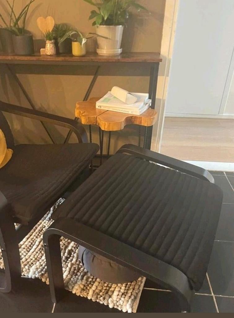 Ikea POÄNG Voetenbank - Zwart, Ophalen of Verzenden, Gebruikt, Stof