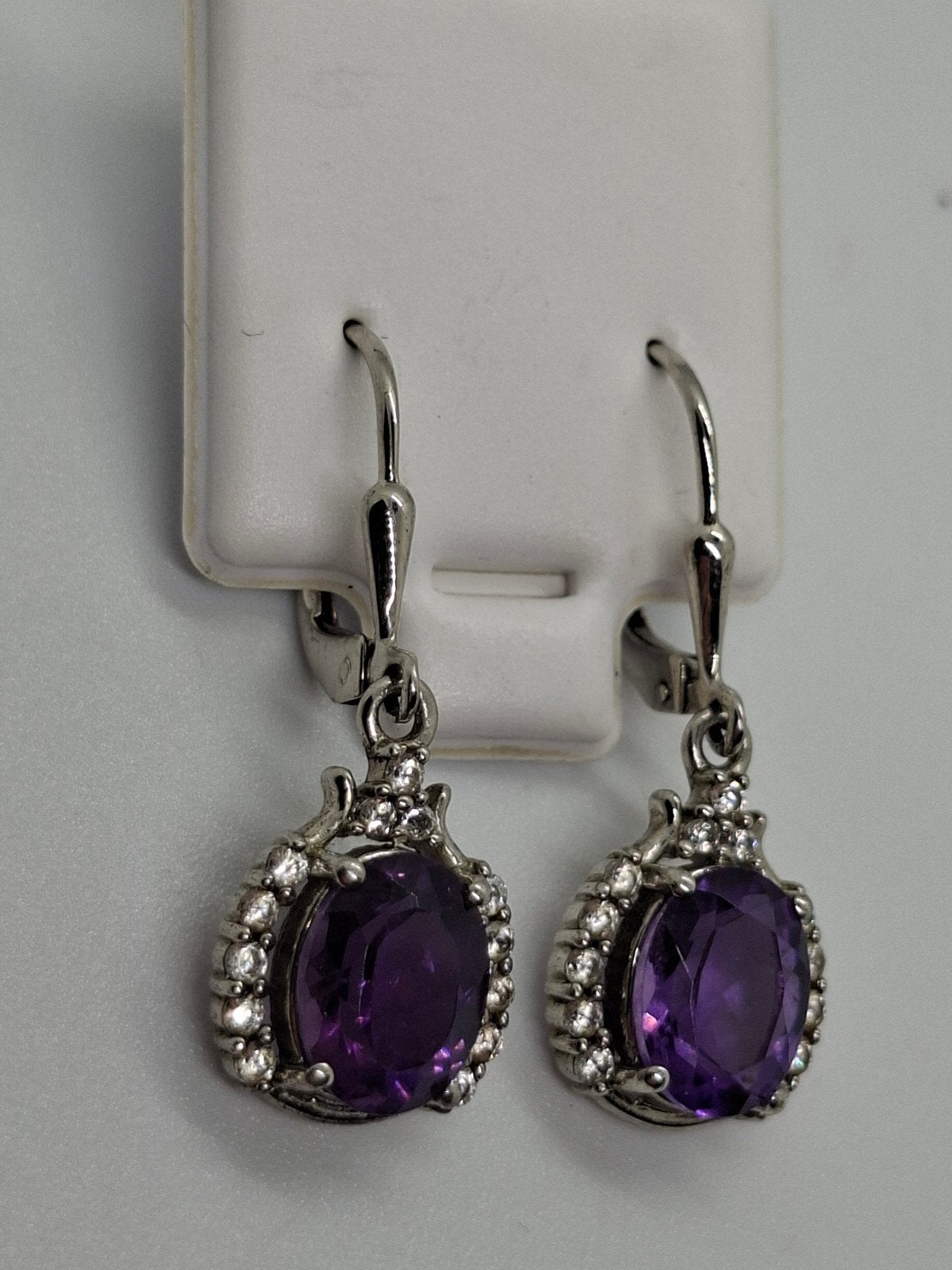 Prachtige Zilveren Oorbellen met Amethist en Zirkonia (925), Sieraden, Tassen en Uiterlijk, Hangers, Paars, Nieuw, Ophalen of Verzenden
